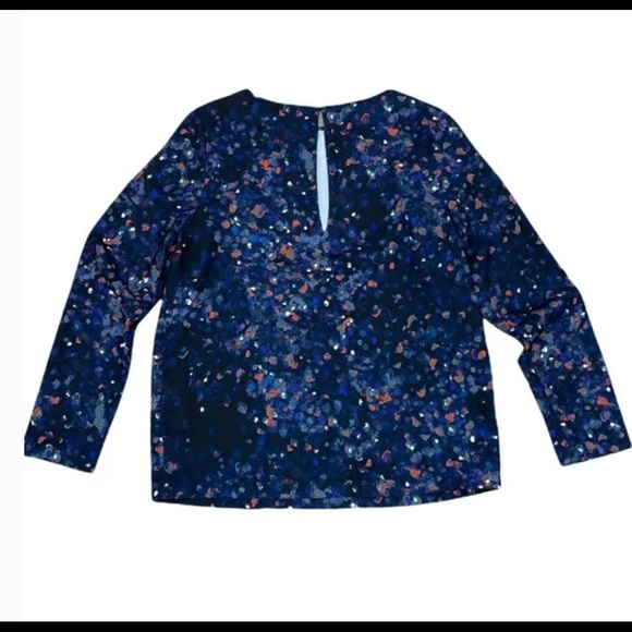 Selected Femme Blouse Small 34 long sleeve Black Blue abstract flower pattern - Picture 2 of 4